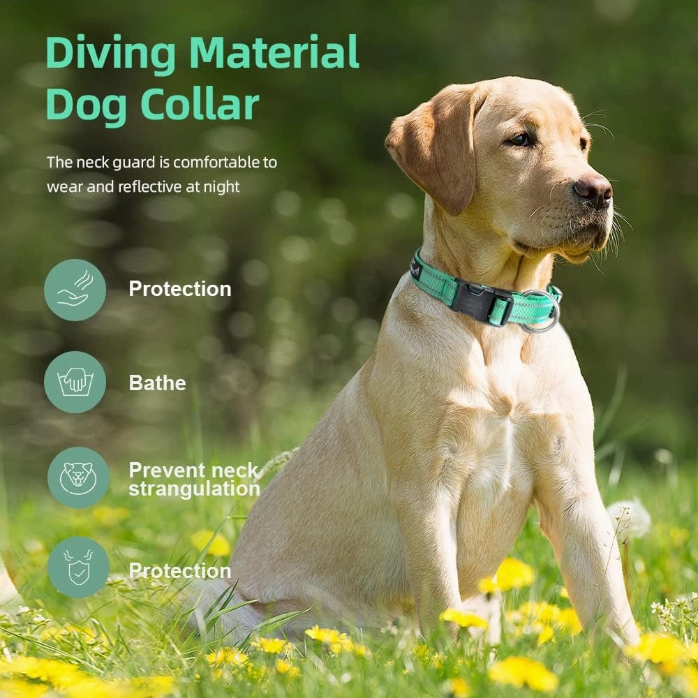 EXCELLENT ELITE SPANKER Reflective Dog Collar Classic Soft Padded Breathable Nylon Adjustable Pet Collar with Quick Release Buckle for Boy Girl Male Female Puppies Small Medium Large Dogs(Purple-S)
