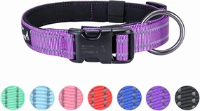 EXCELLENT ELITE SPANKER Reflective Dog Collar Classic Soft Padded Breathable Nylon Adjustable Pet Collar with Quick Release Buckle for Boy Girl Male Female Puppies Small Medium Large Dogs(Purple-S)