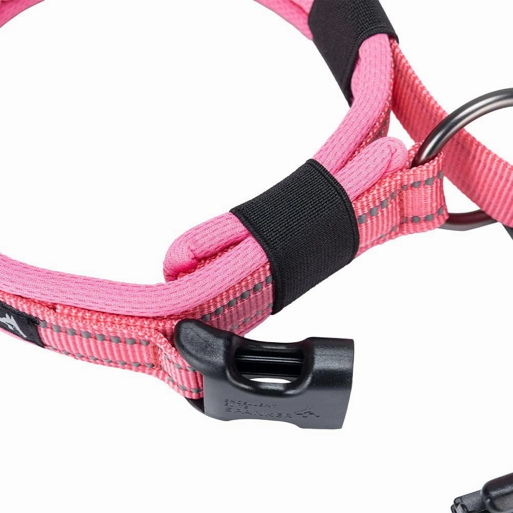 EXCELLENT ELITE SPANKER Reflective Dog Collar Classic Soft Padded Breathable Nylon Adjustable Pet Collar with Quick Release Buckle for Boy Girl Male Female Small Medium Large Dogs Training(Pink-S)