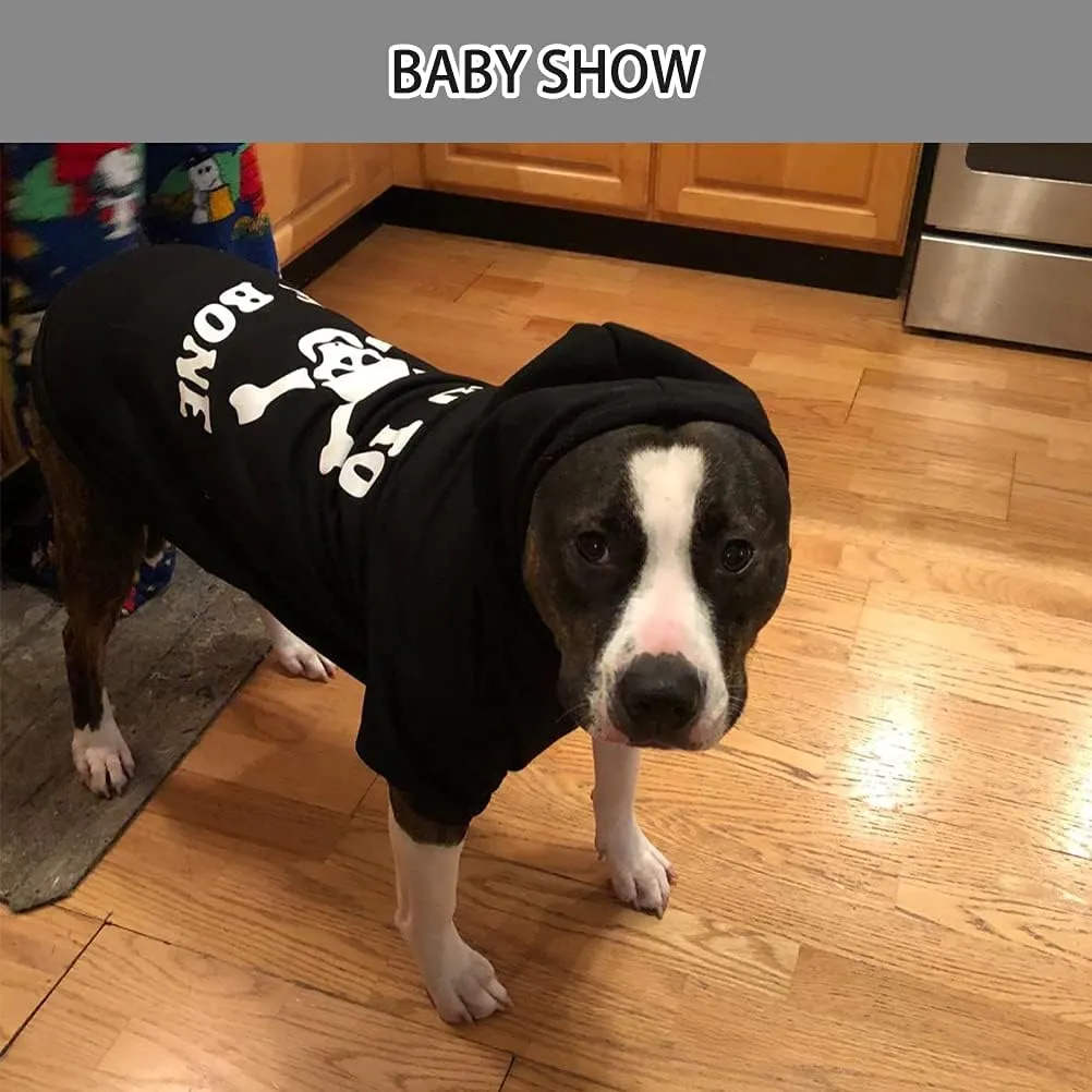 EXPAWLORER Dog Hoodie - Bad to The Bone Lettered Dog Sweatshirt with Hood, Warm Fleece Dog Sweater Clothes with Leash Hole, Cozy Soft Pet Outfit for Large Dogs, XL