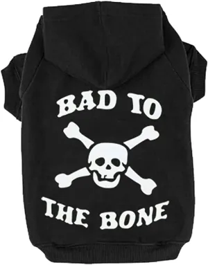 EXPAWLORER Dog Hoodie - Bad to The Bone Lettered Dog Sweatshirt with Hood, Warm Fleece Dog Sweater Clothes with Leash Hole, Cozy Soft Pet Outfit for Large Dogs, XL
