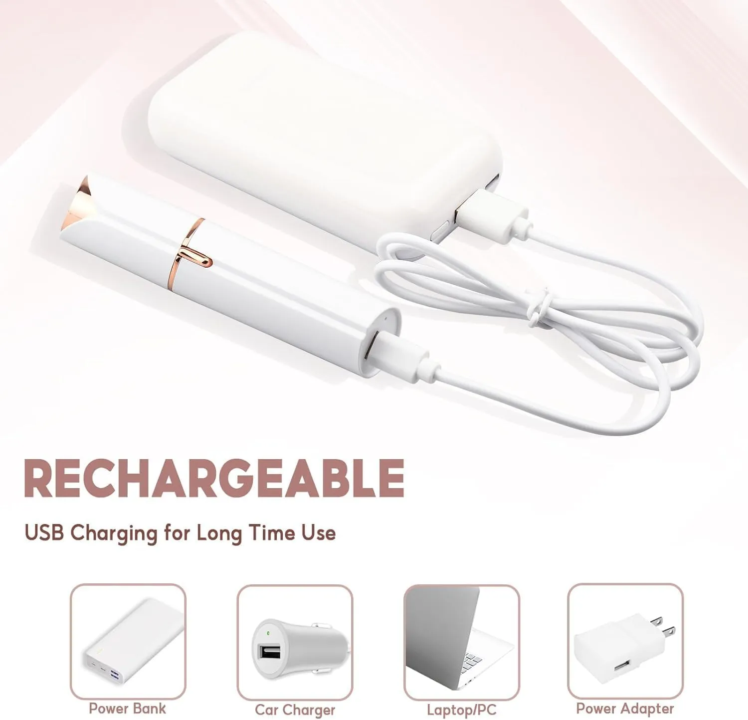 Facial Hair Removal for Women, Ladies Face Shaver for Upper Lip Chin and Peach Fuzz with USB Rechargeable Included 2 pc Replacement Heads