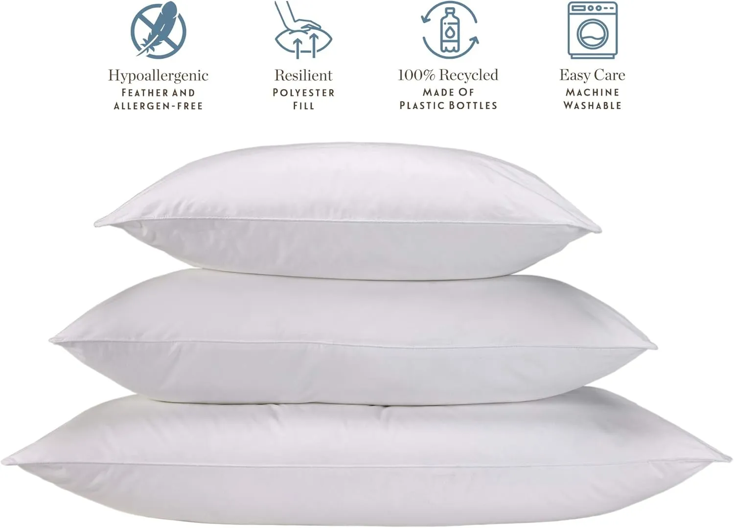 Fairfield Down Alternative Eco Pillow - Soft, Eco-Friendly Pillow with 100% Recycled Fill - Exclusively Queen (20" x 30")