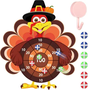 Fall Festival Games Large 27.5 x 31.5in Dart Board Games with 6 Sticky Balls Thanksgiving Turkey Dart Board Throwing Game Indoor Outdoor Carnival Thanksgiving Toss Games