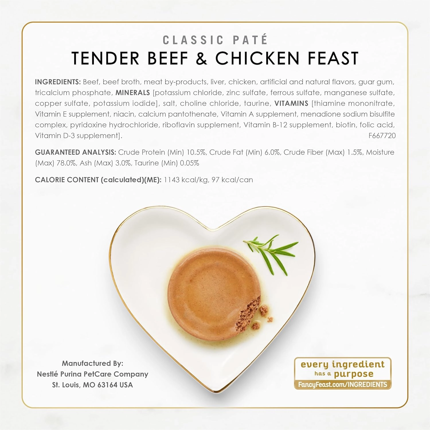 Fancy Feast Poultry and Beef Feast Classic Pate Collection Grain Free Wet Cat Food Variety Pack - (Pack of 30) 3 oz. Cans