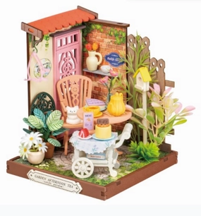 Fancy Tea Yard DS038 Robotime Rolife DIY Tiny Dollhouse Miniatures Kit