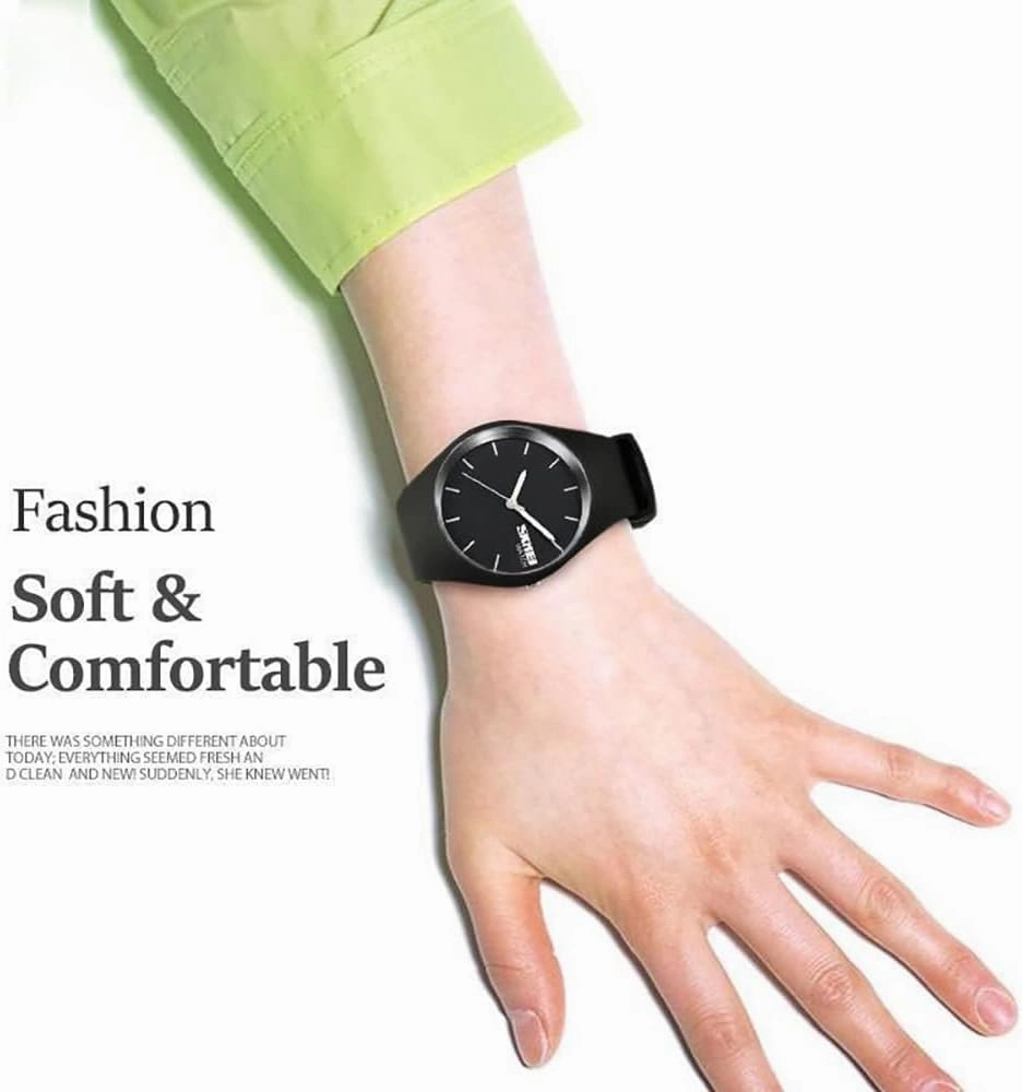 FANMIS Women Men Fashion Minimalist Analog Quartz Watch Unisex Casual Simple Style Ultra-Thin Sports Military Watch Waterproof Outdoor Watch with Silicone Strap