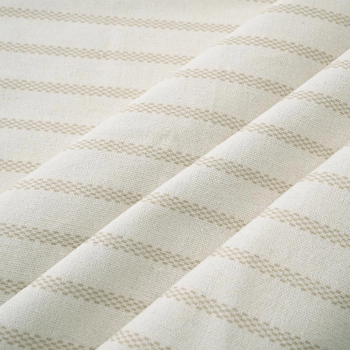 Farmhouse Shower Curtain,Beige and Beige Stripe,Button Curtain,Linen and Cotton Blend Fabric,Rustic Charm Country Chic Style,72x78 in