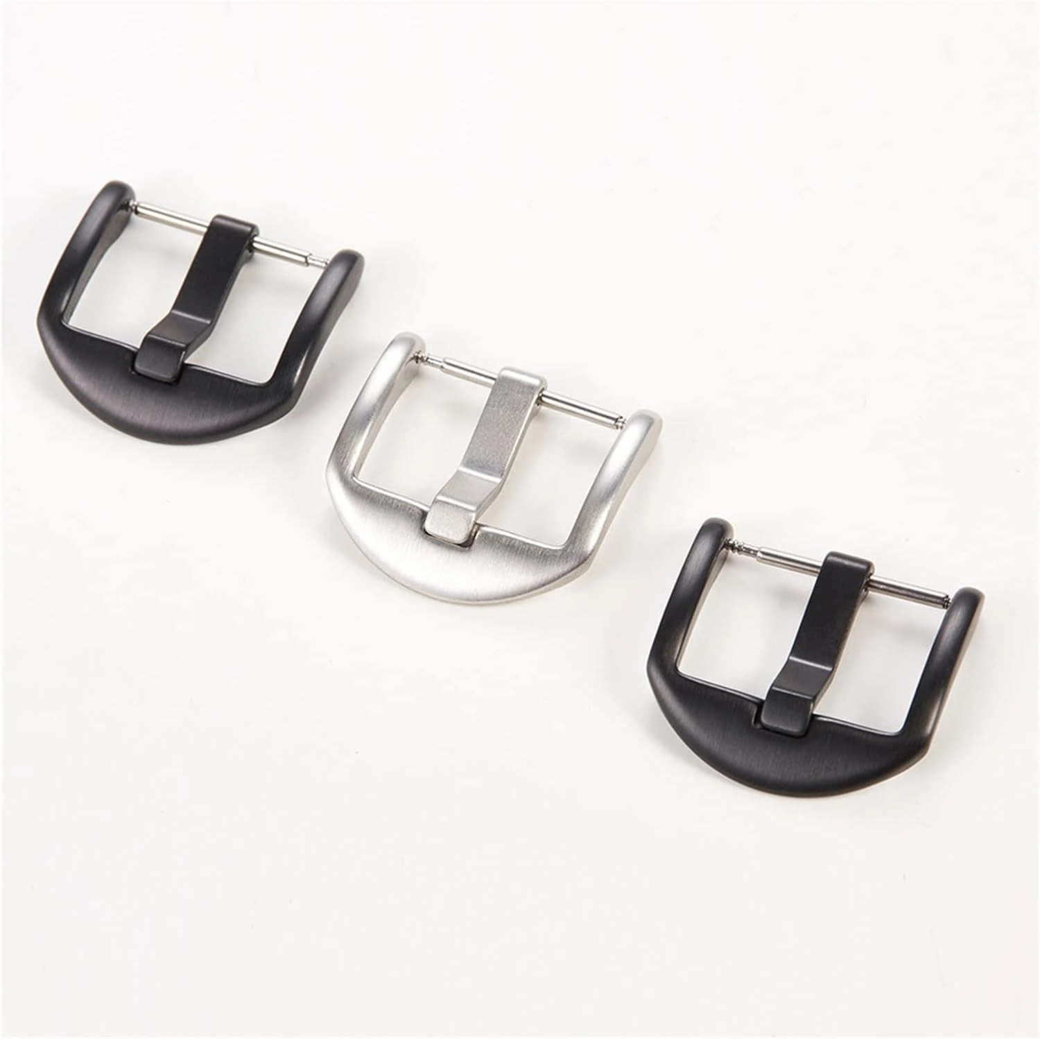 Fashion Black Silver Universal Watch Strap Buckle 18mm 20mm 22mm 304 Stainless Steel Double-Sided Lassa Clasp Fit for Huawei Fit for Samsung(22mm Silver)