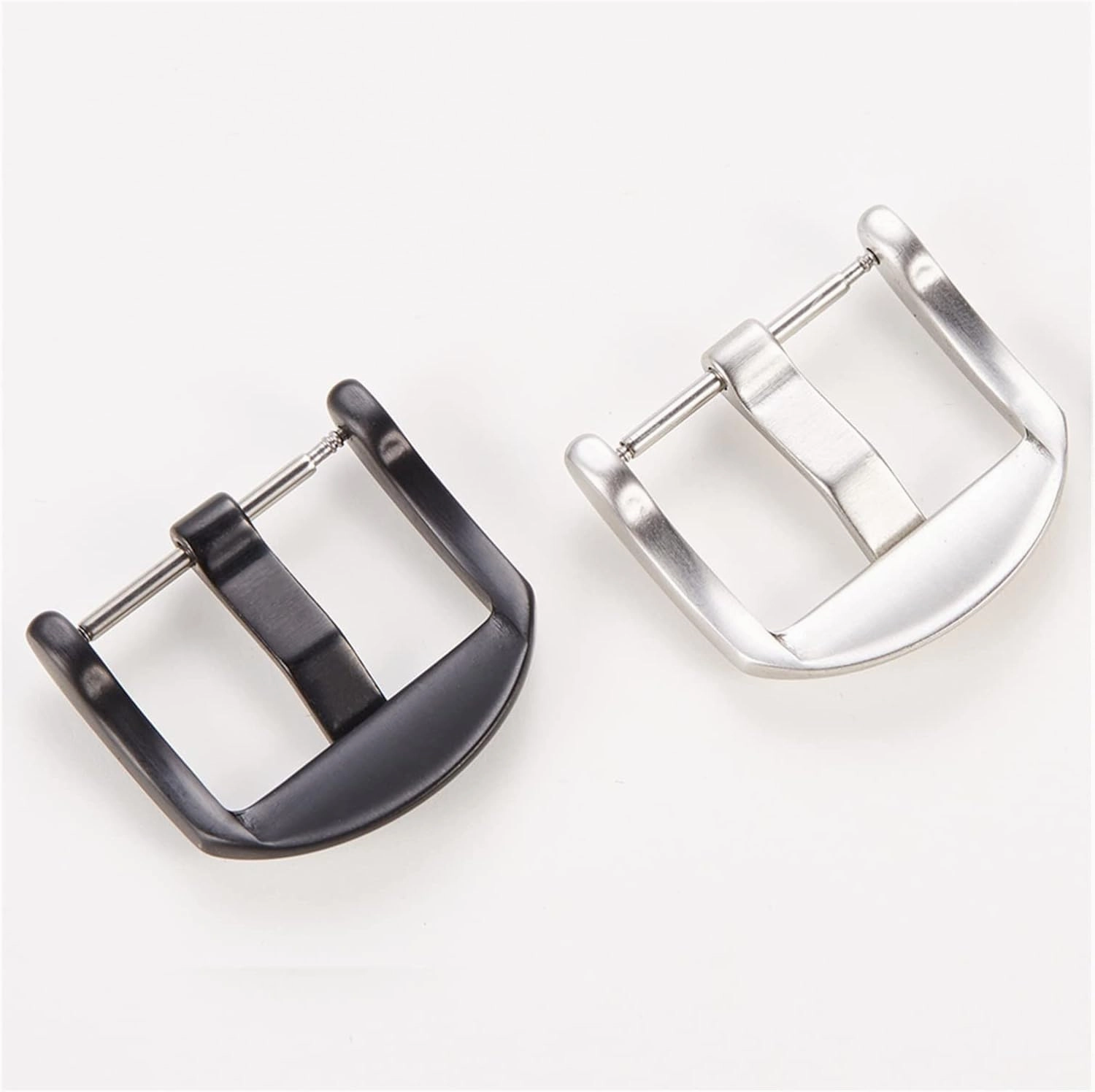 Fashion Black Silver Universal Watch Strap Buckle 18mm 20mm 22mm 304 Stainless Steel Double-Sided Lassa Clasp Fit for Huawei Fit for Samsung(22mm Silver)