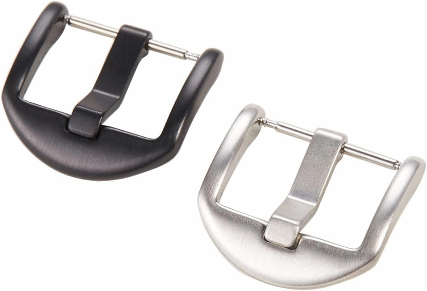 Fashion Black Silver Universal Watch Strap Buckle 18mm 20mm 22mm 304 Stainless Steel Double-Sided Lassa Clasp Fit for Huawei Fit for Samsung(22mm Silver)