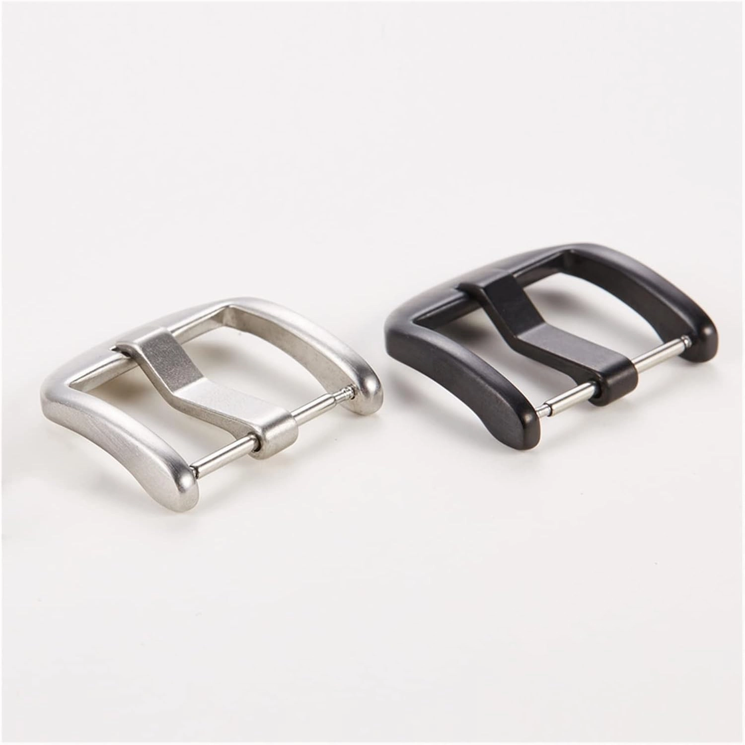 Fashion Black Silver Universal Watch Strap Buckle 18mm 20mm 22mm 304 Stainless Steel Double-Sided Lassa Clasp Fit for Huawei Fit for Samsung(22mm Silver)