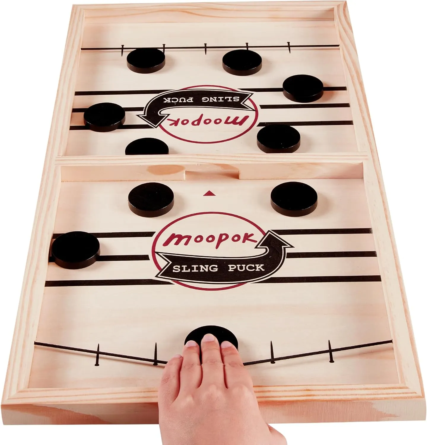 Fast Sling Puck Game - Fast Action Super Foosball Table Desktop Battle Slingshot Wooden Air Hockey Board Game -Guaranteed Fun for Family Game Night or Friends Party