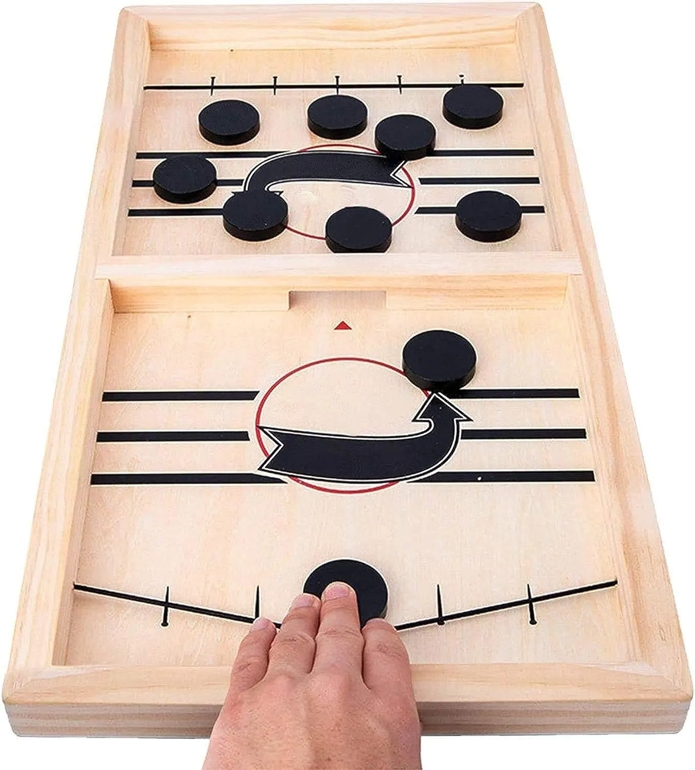 Fast Sling Puck Game - Fast Action Super Foosball Table Desktop Battle Slingshot Wooden Air Hockey Board Game -Guaranteed Fun for Family Game Night or Friends Party