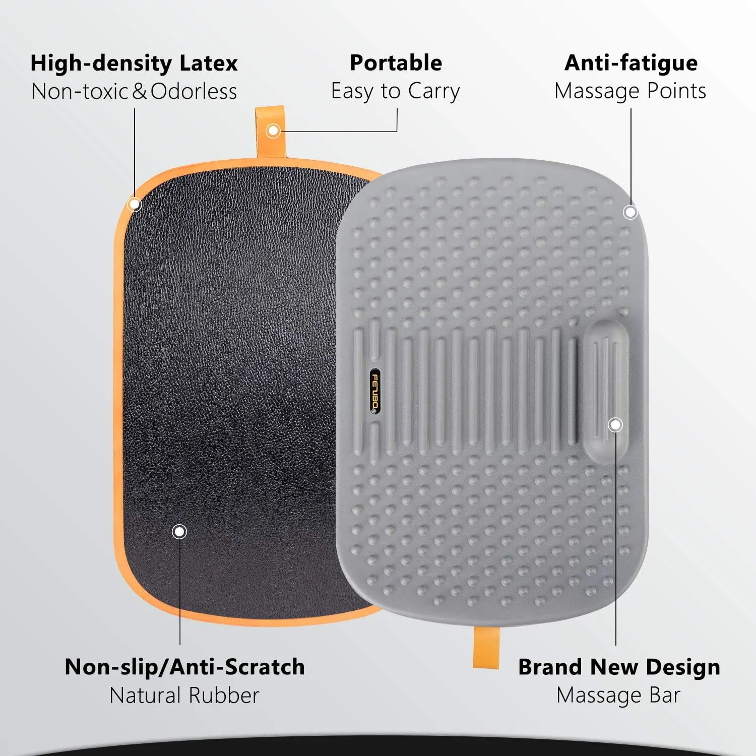 FEZIBO Standing Desk Mat with Anti Fatigue Bar, Wooden Wobble Balance Board with Ergonomic Design Comfort Floor Mat