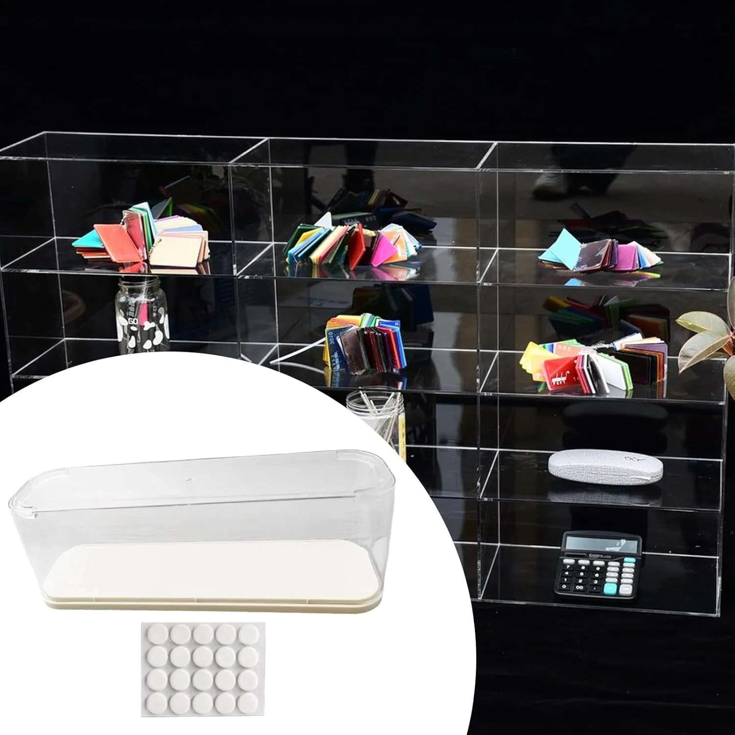 Figures Display Case,Doll Storage Box, Transparent Stand,Protective Dustproof Organizer Clear for Action Figure Mini Toys, Beige