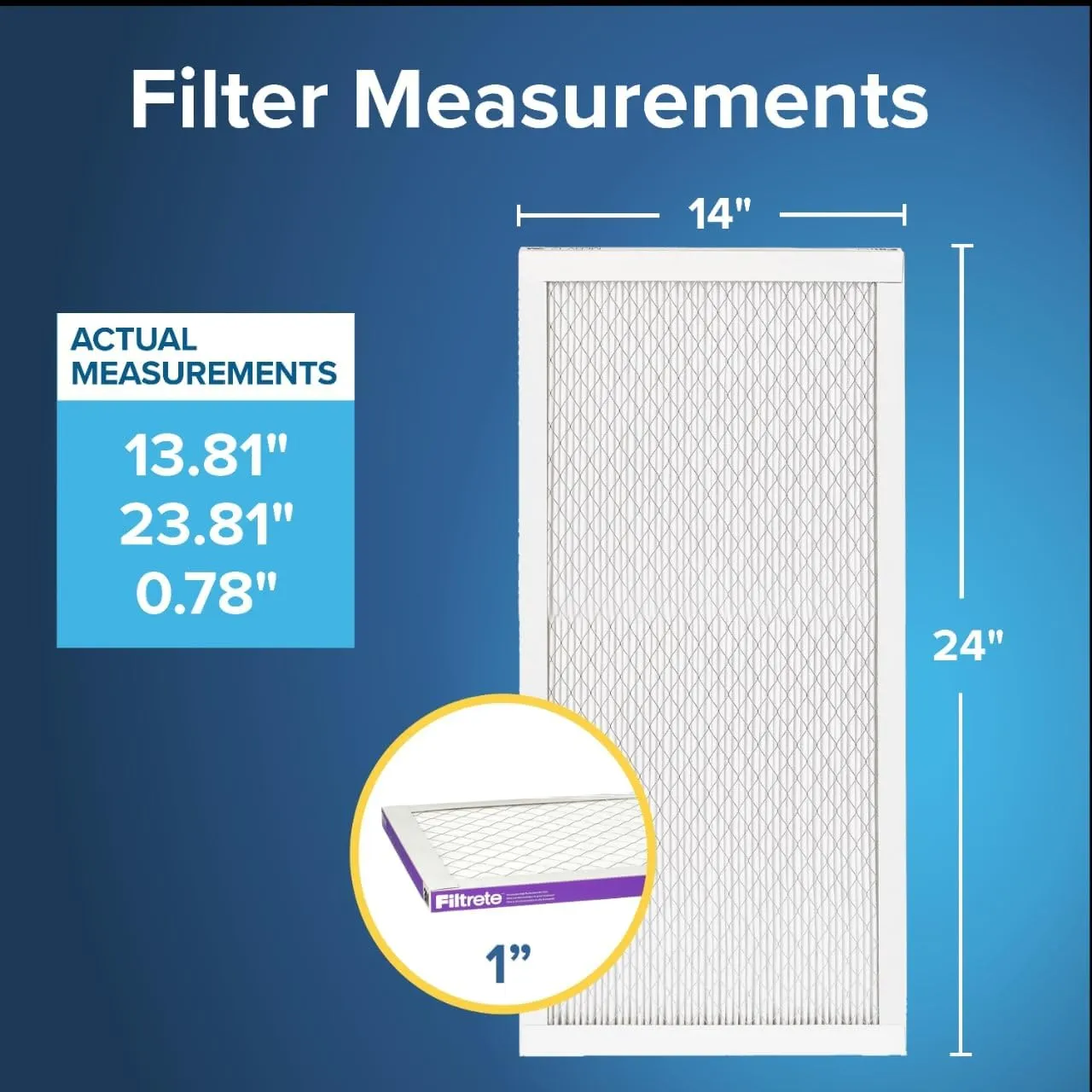 Filtrete 14x24x1 AC Furnace Air Filter, MERV 12, MPR 1500, CERTIFIED asthma & allergy friendly, 3 Month Pleated 1-Inch Electrostatic Air Cleaning Filter, 6-Pack (Actual Size 13.81x23.81x0.78 in)