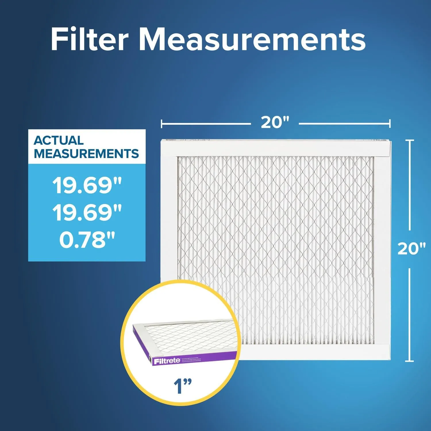 Filtrete 20x20x1 AC Furnace Air Filter, MERV 12, MPR 1500, CERTIFIED asthma & allergy friendly, 3 Month Pleated 1-Inch Electrostatic Air Cleaning Filter, 4-Pack (Actual Size 19.69x19.69x0.78 in)