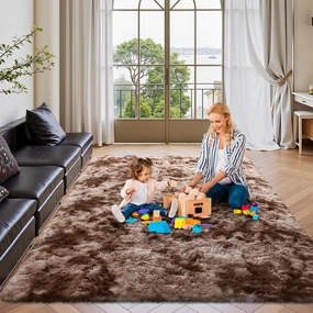 FinRèc Brown Rugs for Bedroom Living Room, 3x5 Feet Plush Fluffy Shag Area Rug, Non-Slip Fuzzy Furry Shaggy Rug for Kids Room Dorm Room Home Decor, High Pile Soft Floor Carpet