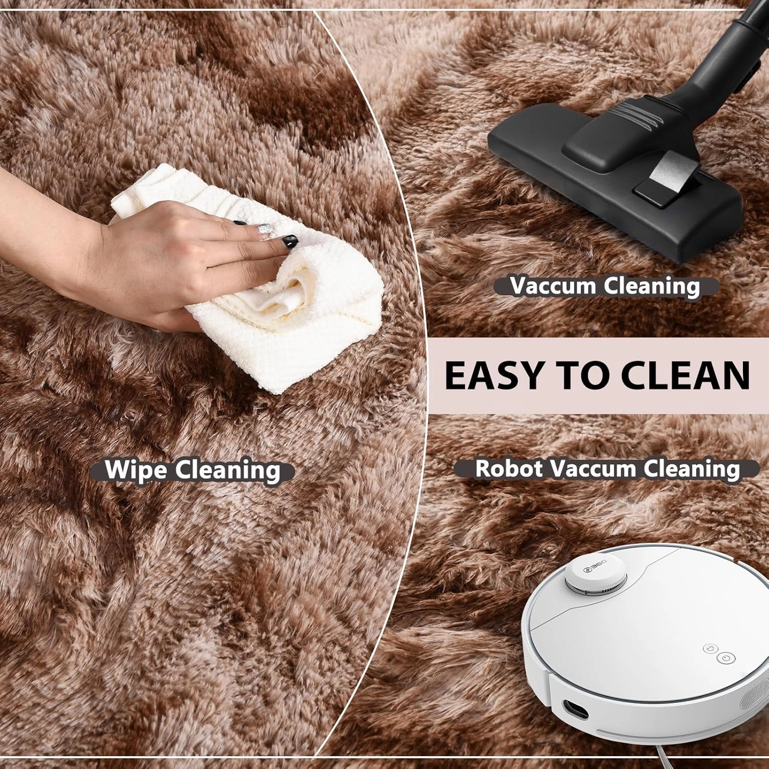 FinRèc Brown Rugs for Bedroom Living Room, 3x5 Feet Plush Fluffy Shag Area Rug, Non-Slip Fuzzy Furry Shaggy Rug for Kids Room Dorm Room Home Decor, High Pile Soft Floor Carpet