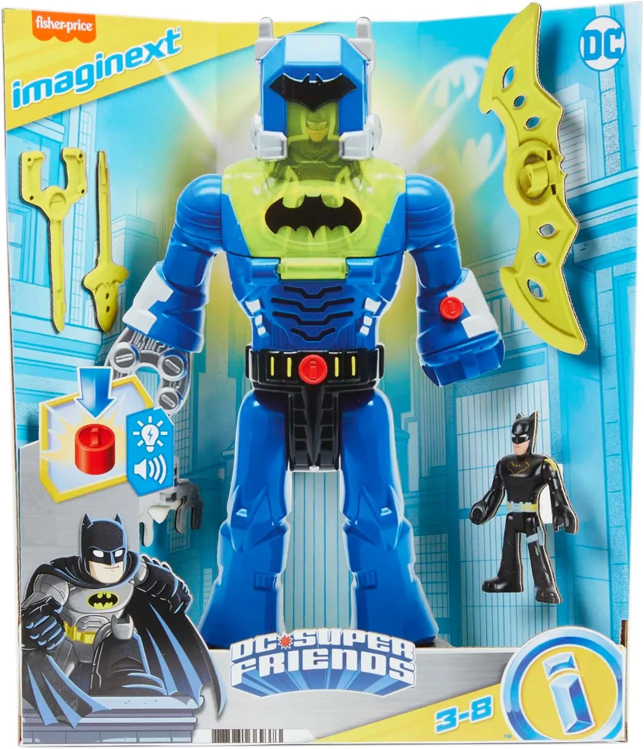 Fisher-Price Imaginext DC Super Friends Batman Toys Insider & Exo Suit 12-Inch Robot with Lights Sounds & Figure for Kids Ages 3  Years