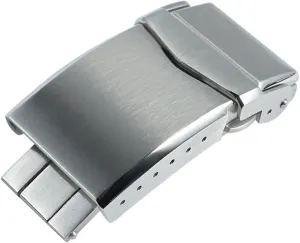 Fit for San Martin Watch Clasp Brushed Folding Clasp with Safety 18mm 20mm Solid 316L Stainless Steel Deployment Buckle 2-Fold Durable(Silver 20mm)