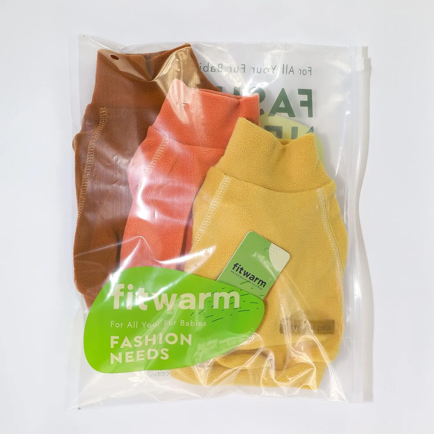 Fitwarm 3 Pack Classic Fleece Dog Sweater, Turtleneck Dog Sweatshirt, Dog Winter Clothes for Small Dogs Boy Girl, Pet Pullover Jumper, Cat Apparel, Orange, Yellow, Coffee, XL