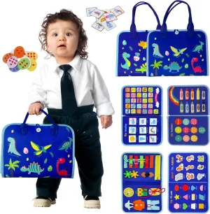 FITZEN Toddler Busy Board Montessori Magic Book for 1 2 3 4 5 6 Year Old - Toddler Busy Book Ages 1-3 for Learning Fine Motor Skills Travel Busy Board for 1 Year Old for Plane Car, Gift for Boys Girls