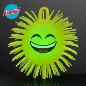 Flashing Emoji Puffer Balls with Impact Activated LED Lights (Set of 12)