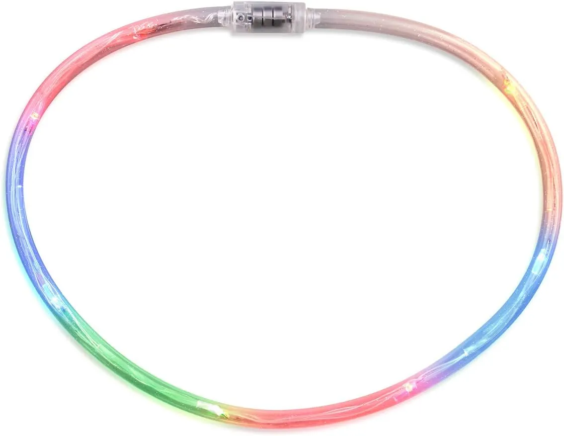 Flashing Light Up Tube Necklaces with Multicolor LED Lights (Set of 12)