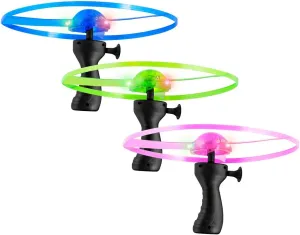 FlashingBlinkyLights High Flying Light Up Whirly Wheels & Launcher (Set of 3)