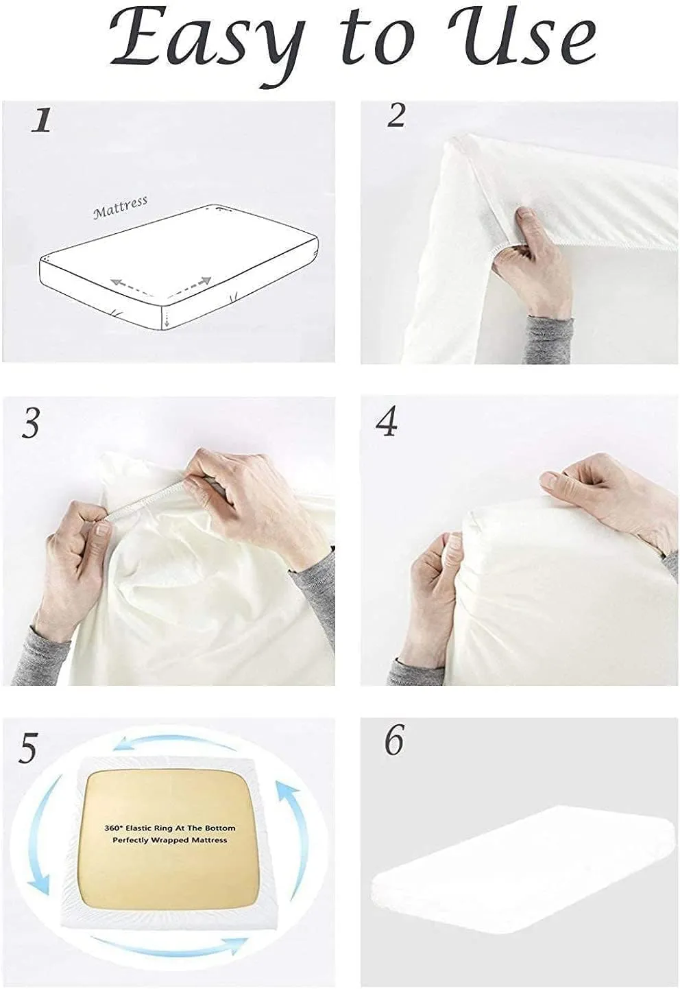 Flex Top King Fitted Sheet for Sleep Number Bed - Half Split King, 34" Split, Fits Up to 15" Deep Mattress - Ivory
