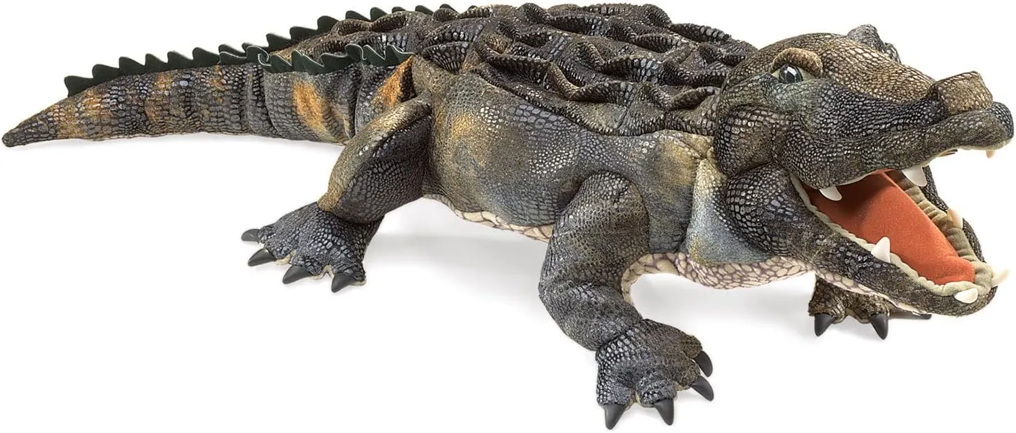 Folkmanis American Alligator Hand Puppet, Green, 1 EA