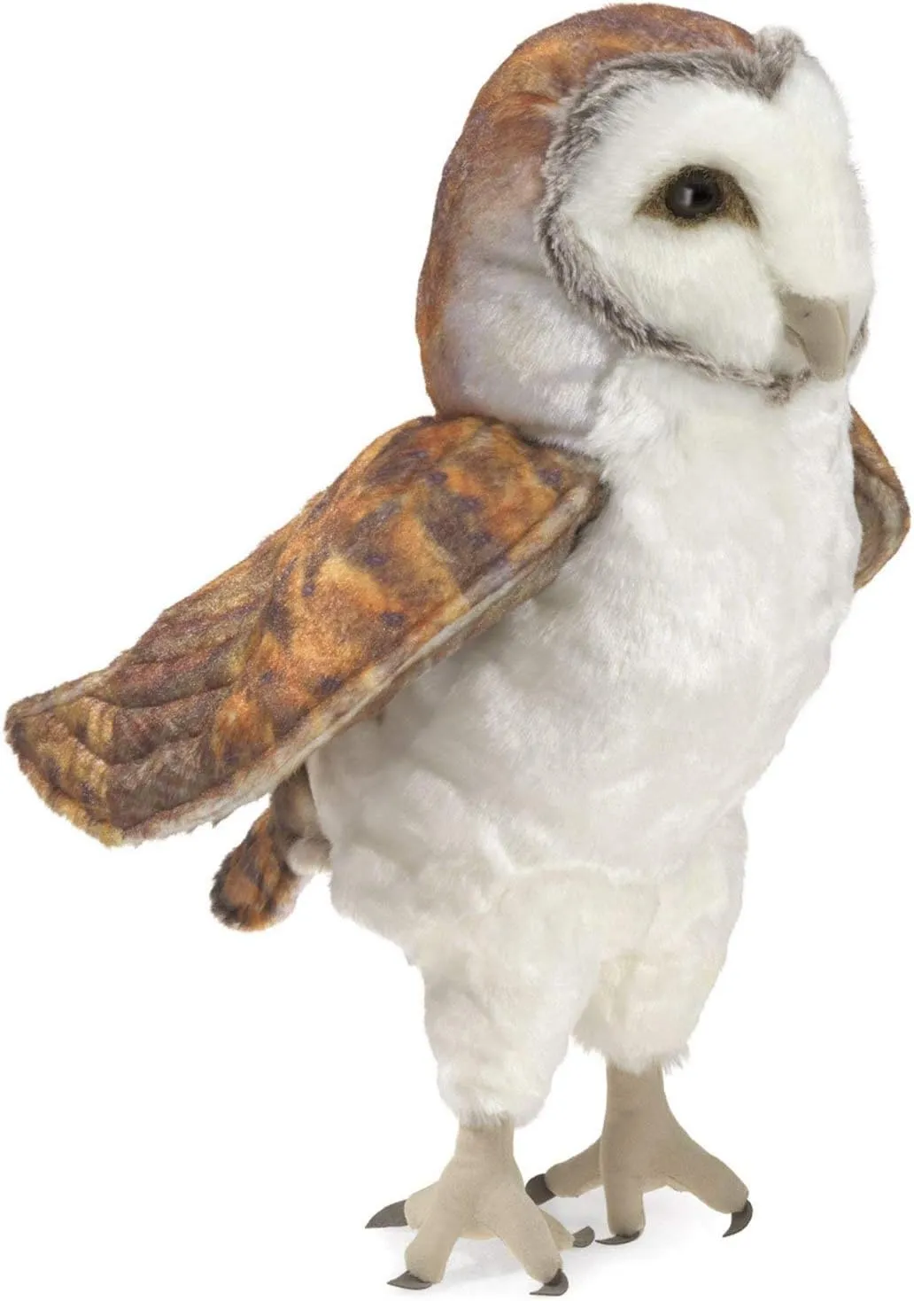 Folkmanis Barn Owl Hand Puppet, White, Brown, 8"