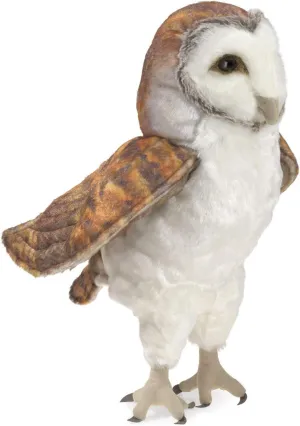 Folkmanis Barn Owl Hand Puppet, White, Brown, 8"