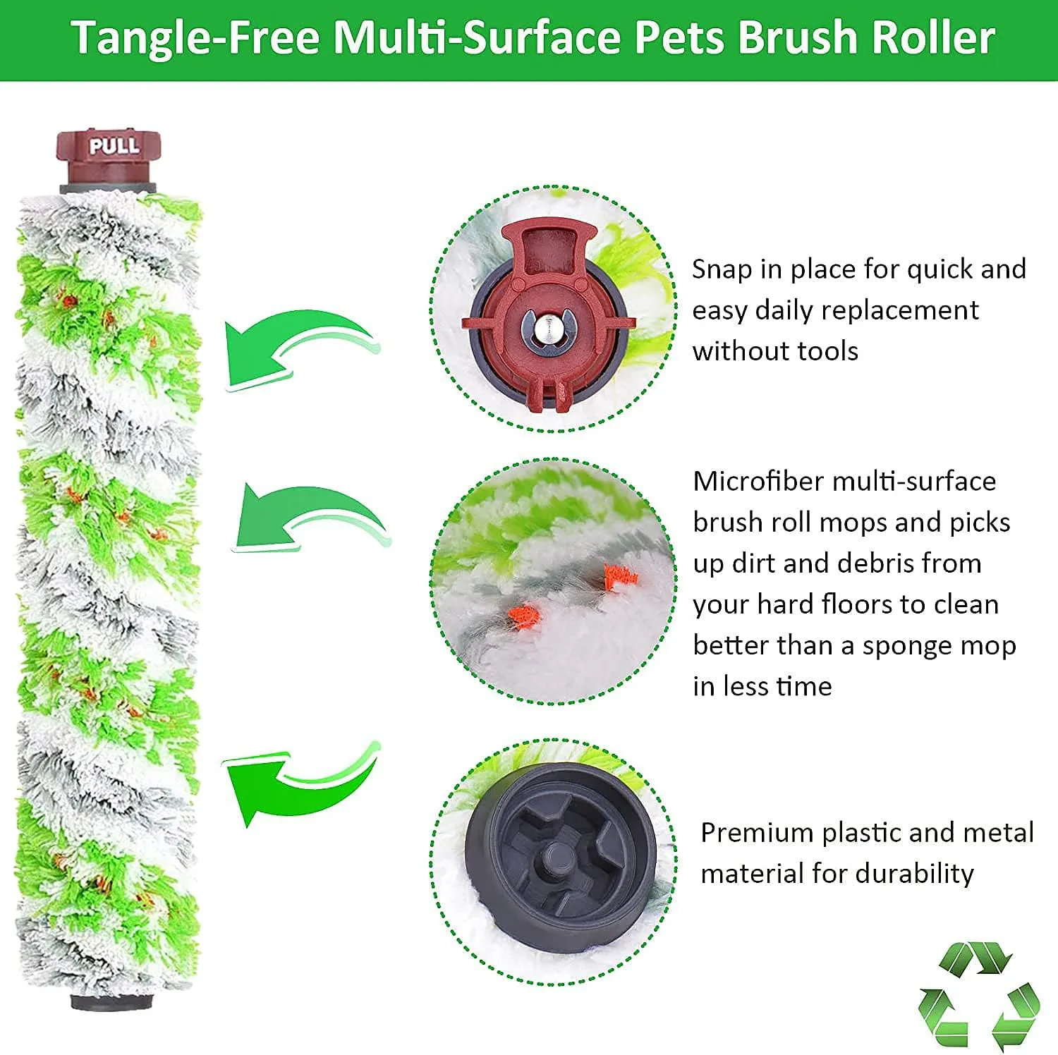 for Bissell CrossWave Pet Pro 2306A CrossWave 1785 Series Replacement Parts 2 Pack 2460 Multi-Surface Pet Pro Cleaner Brush Rolls Tangle-Free 2 Pack 1866 Vacuum Filters Part 1613568 1608684