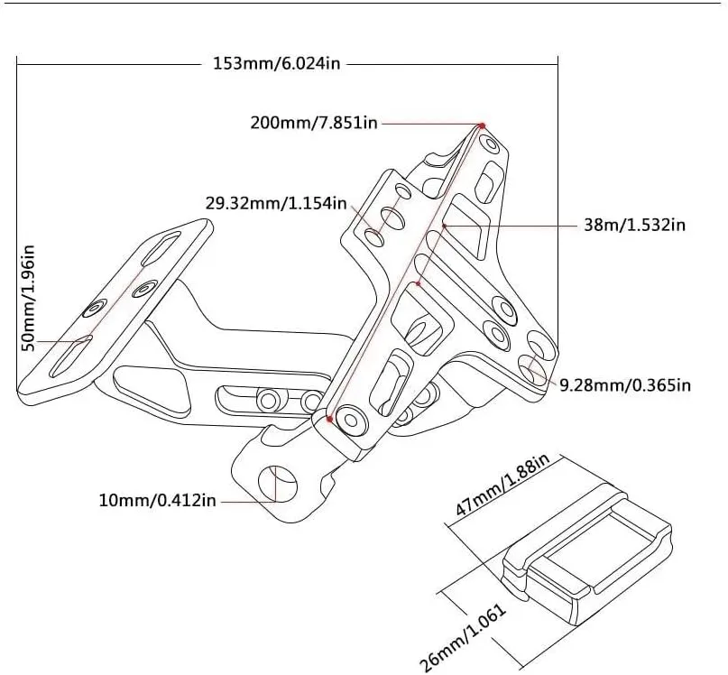 FOR BUELL XB12R XB 12R 2003-2023 2022 2021 Adjustable With Light Motorcycle License Number Plate Holder Mount Motorcycle(Gold)