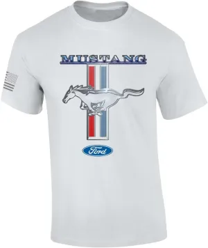 Ford Mustang T-Shirt Pony & Stripes Logo Classic Retro Design Racing Performance Car Enthusiast Garage Tee Authentic