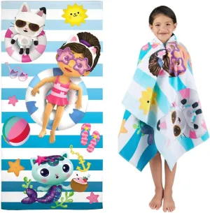 Franco DreamWorks Gabby's Dollhouse Super Soft Cotton Bath/Pool/Beach Towel, 58 in x 28 in, (Official Licensed Gabby's Dollhouse Product)