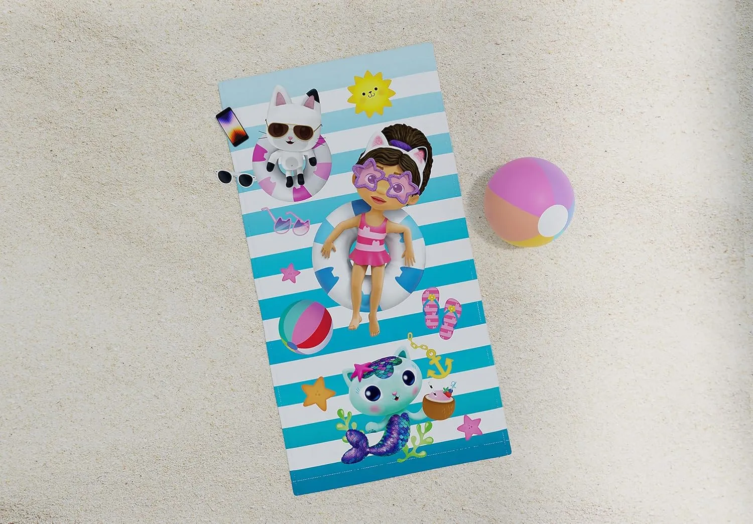 Franco DreamWorks Gabby's Dollhouse Super Soft Cotton Bath/Pool/Beach Towel, 58 in x 28 in, (Official Licensed Gabby's Dollhouse Product)