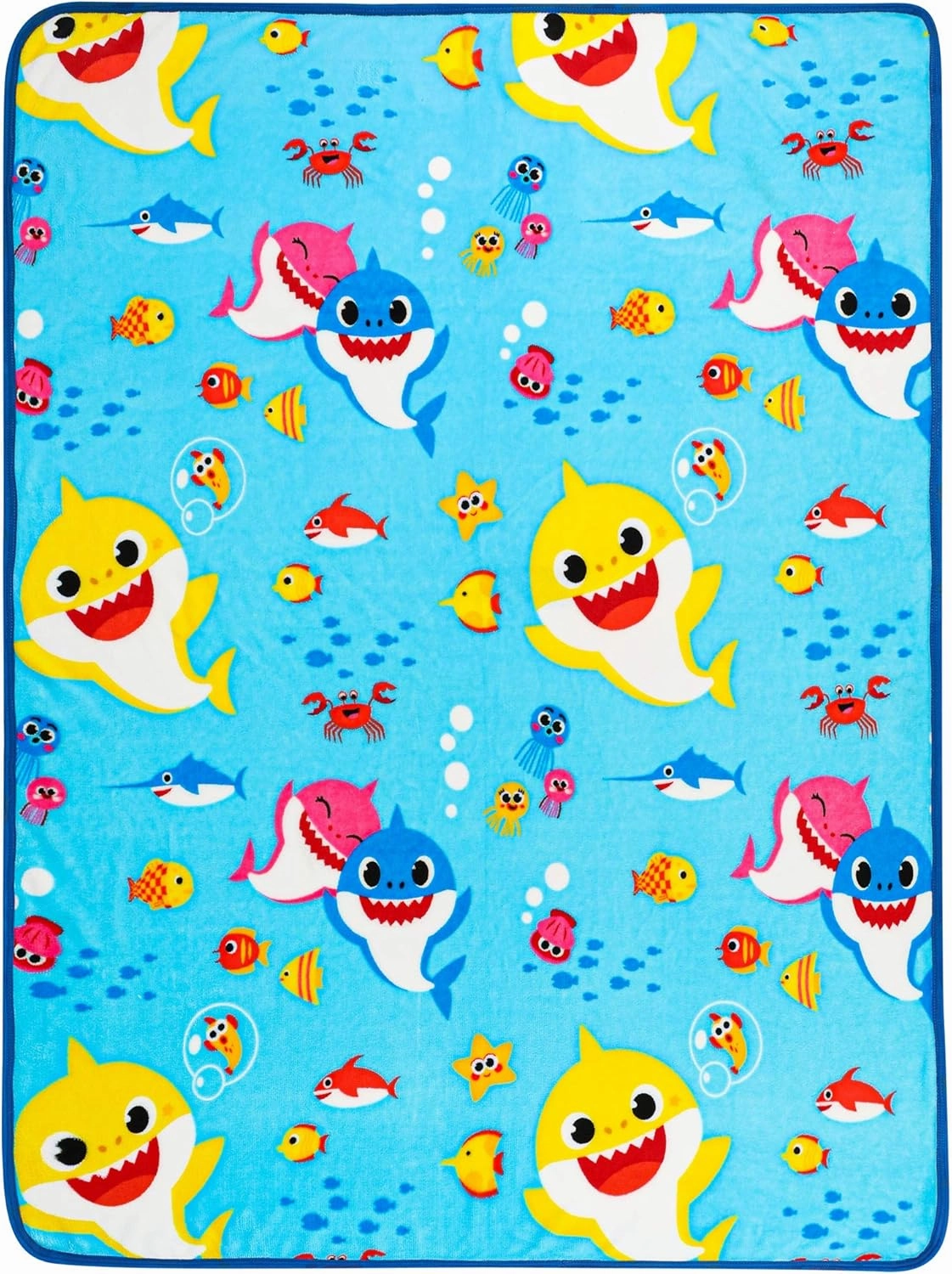 Franco - AT0468 Kids Bedding Super Soft Plush Throw Blanket, 46" x 60" Twin Size, Baby Shark