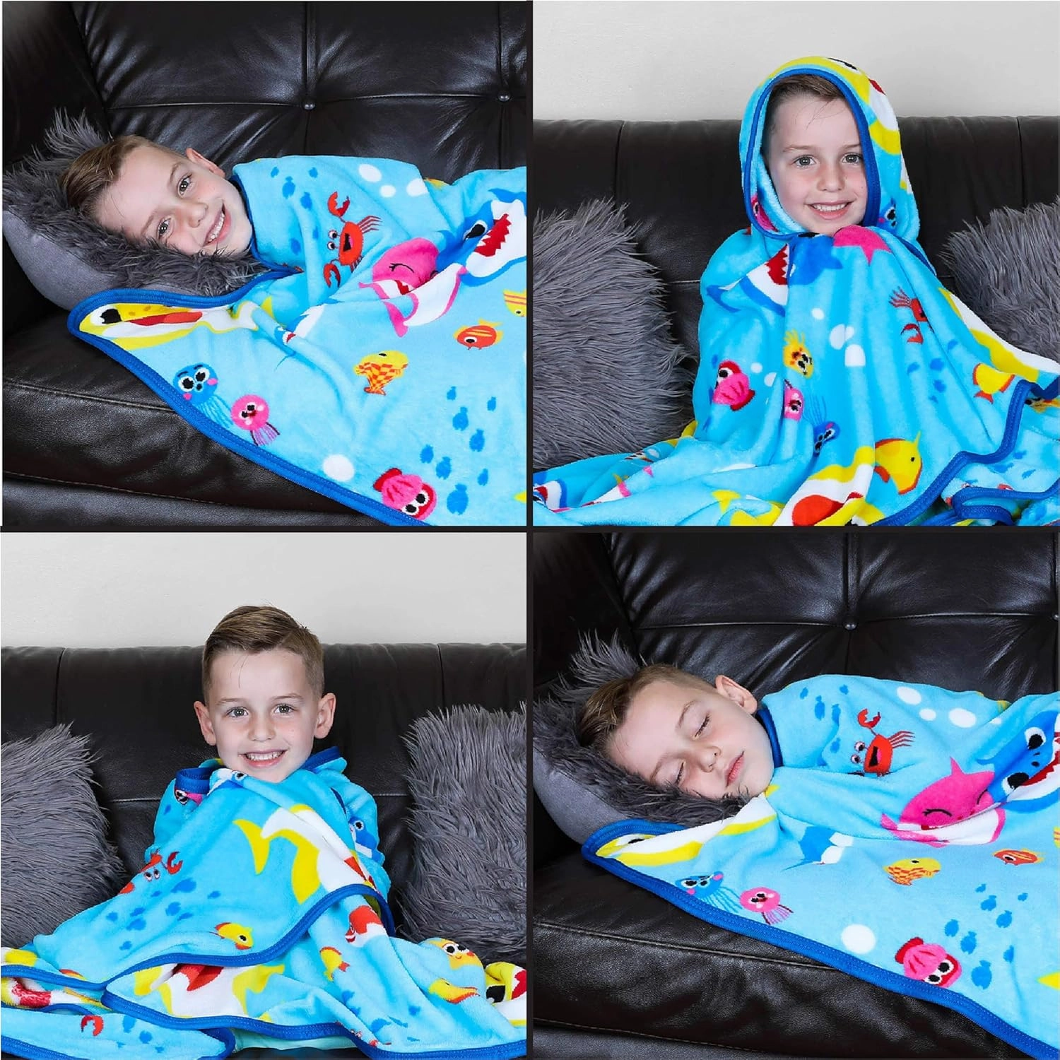 Franco - AT0468 Kids Bedding Super Soft Plush Throw Blanket, 46" x 60" Twin Size, Baby Shark