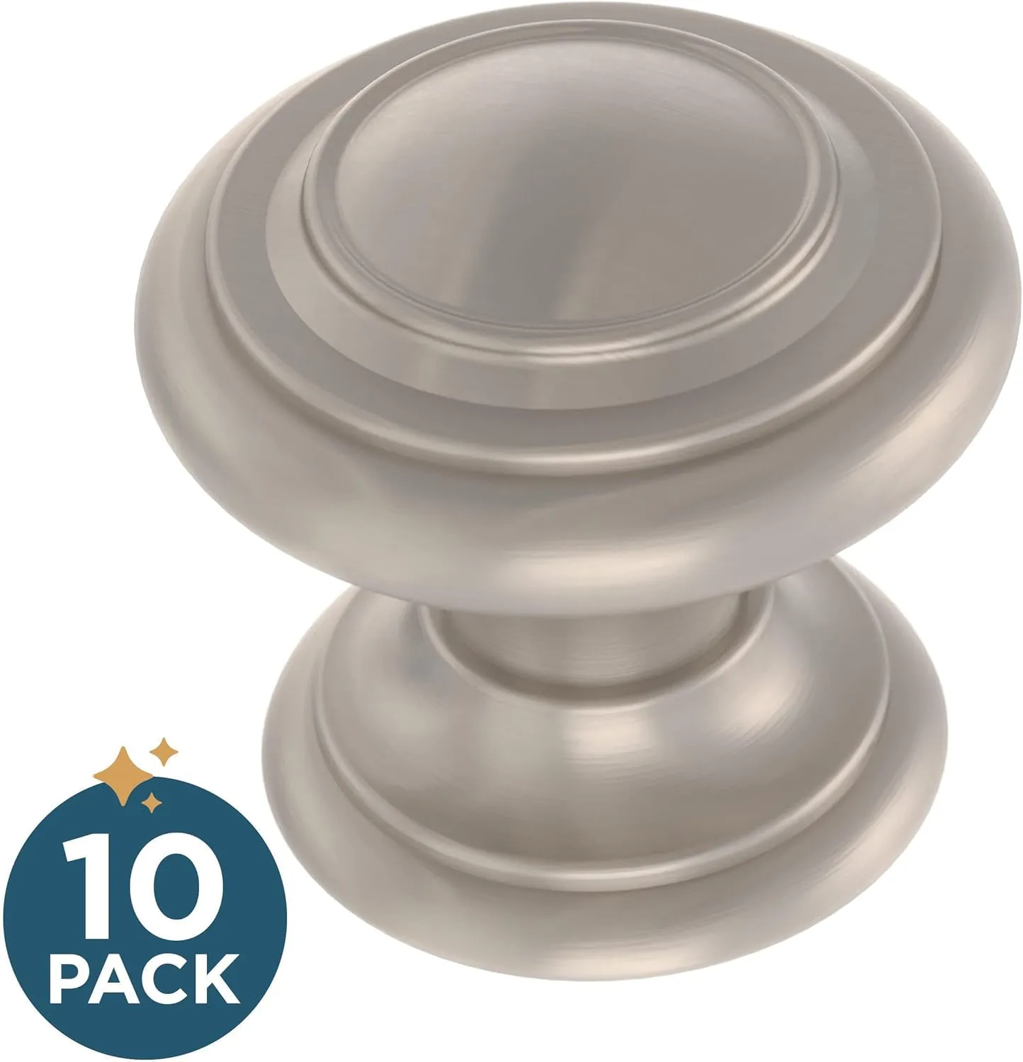 Franklin Brass Simple Double Ring (10-Pack) Cabinet Knobs Satin Nickel Hardware for Kitchen, Drawer Pulls, Dressers, Closet Door 1-1/8' P44435-SN-B