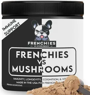 French Bulldog Optimized Mushroom Supplement for Dogs w/Turkey Tail Mushroom, Omega-3, Organic Turmeric – Mushroom Powder Super Food Topper for Dog Immune Support, Digestion, Allergies & Longevity