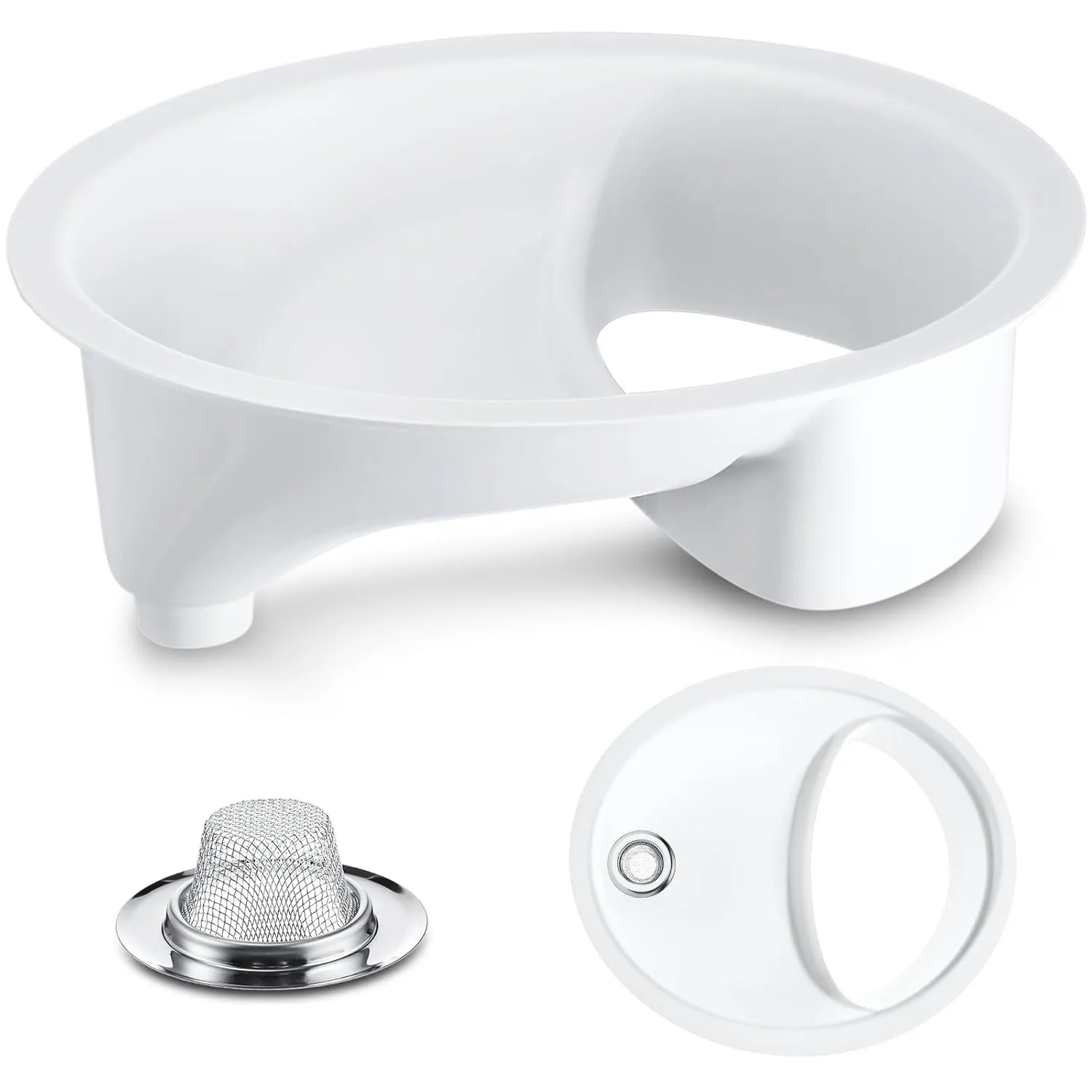 Frienda Urine Diverter Privy Complete Urine Separator with Stainless Steel Sink Lid for Compost Toilets, White