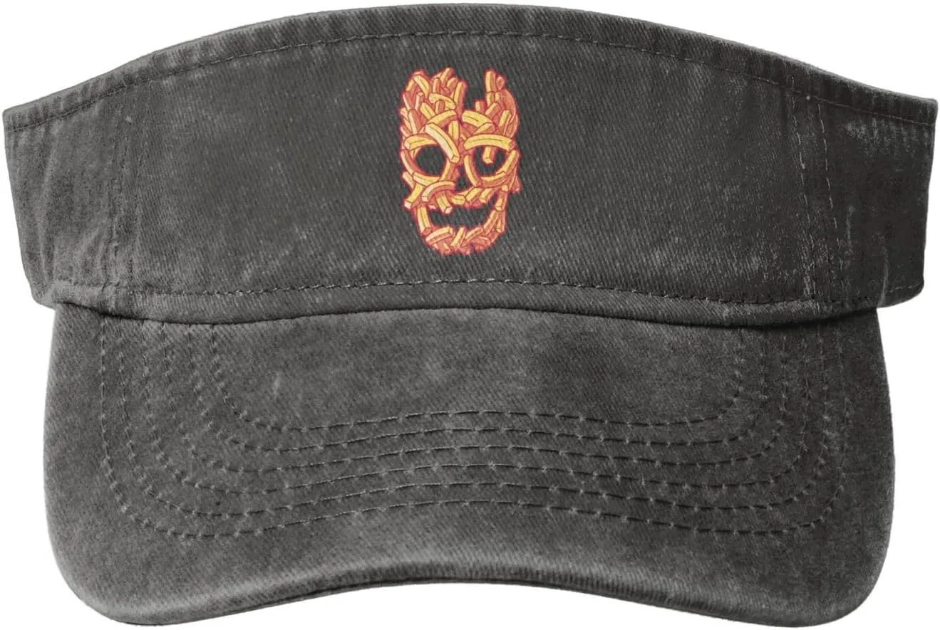 Fries Skull Sun Visor Hats Cotton Baseball Cap for Women Men Adjustable Sun Hat
