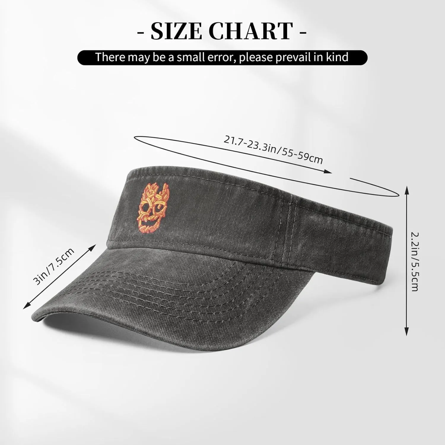Fries Skull Sun Visor Hats Cotton Baseball Cap for Women Men Adjustable Sun Hat