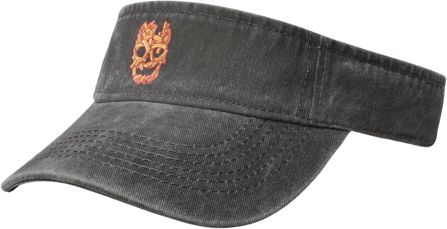 Fries Skull Sun Visor Hats Cotton Baseball Cap for Women Men Adjustable Sun Hat