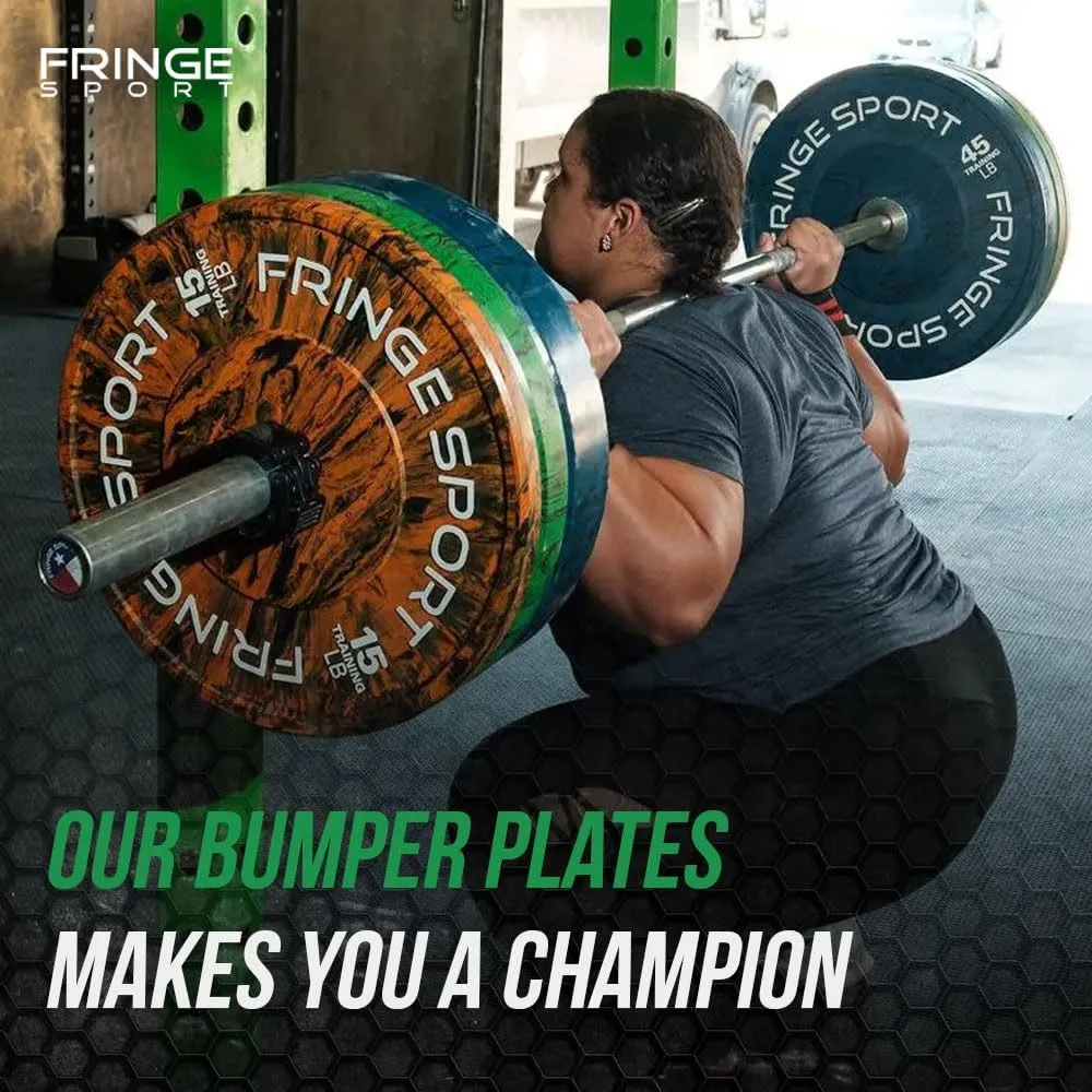FringeSport Savage Bumper Plates Set and Pairs - Olympic Weight Plate - Rubber Weight Plates with Steel Insert Strength Training Plate (10lb - 460lb)
