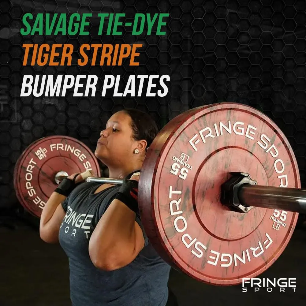 FringeSport Savage Bumper Plates Set and Pairs - Olympic Weight Plate - Rubber Weight Plates with Steel Insert Strength Training Plate (10lb - 460lb)